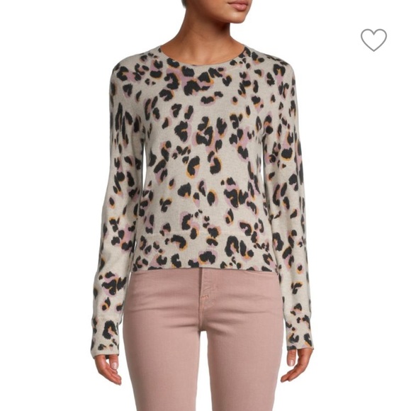 NEW Naadam Cashmere Pullover in Leopard Print - Picture 2 of 12